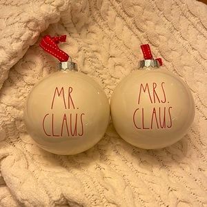 💜Rae Dunn Mr and Mrs Claus Ornaments